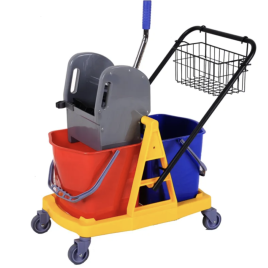Уборочная тележка двухведерная 2*23л NewMade H0218