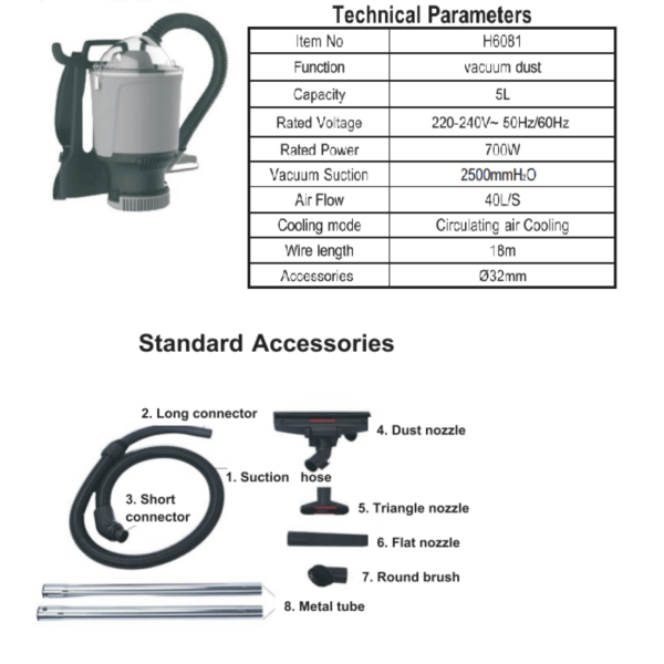 Ранцевый пылесос 5л 700W New Made H6081