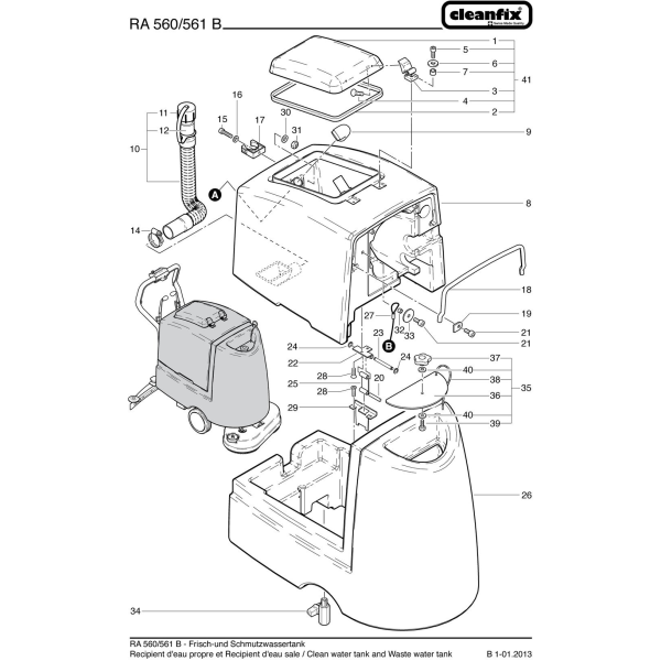 Шланг для слива грязной воды для Cleanfix RA 561B ,701B