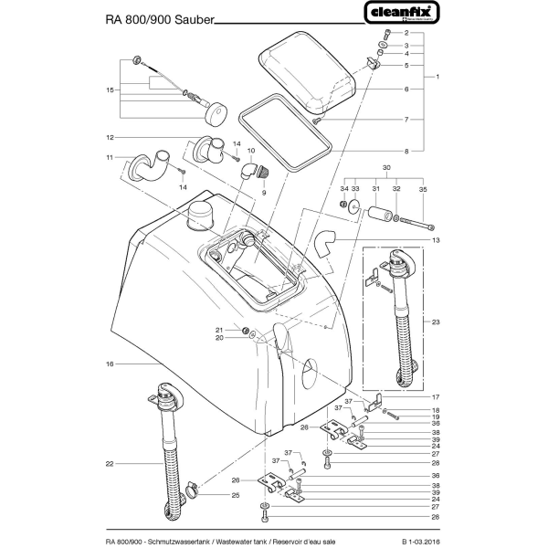 Шланг для слива грязной воды для Cleanfix RA 800-900 Sauber