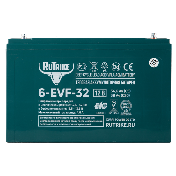 Аккумулятор тяговый Rutrike 6-EVF-32 (12V32A/H C3)