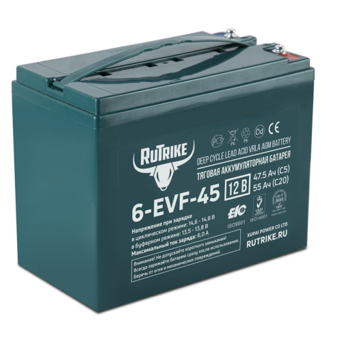 Аккумулятор тяговый Rutrike 6-EVF-45 (12V45A/H C3)