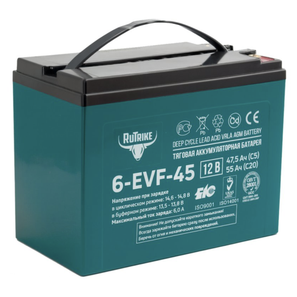 Аккумулятор тяговый Rutrike 6-EVF-45 (12V45A/H C3)