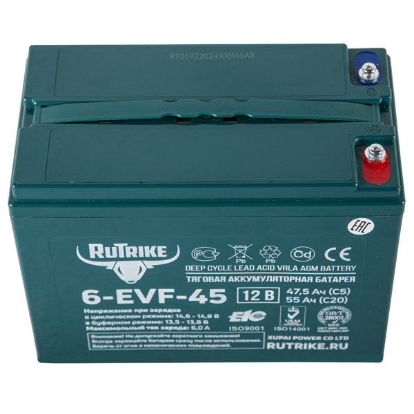 Аккумулятор тяговый Rutrike 6-EVF-45 (12V45A/H C3)