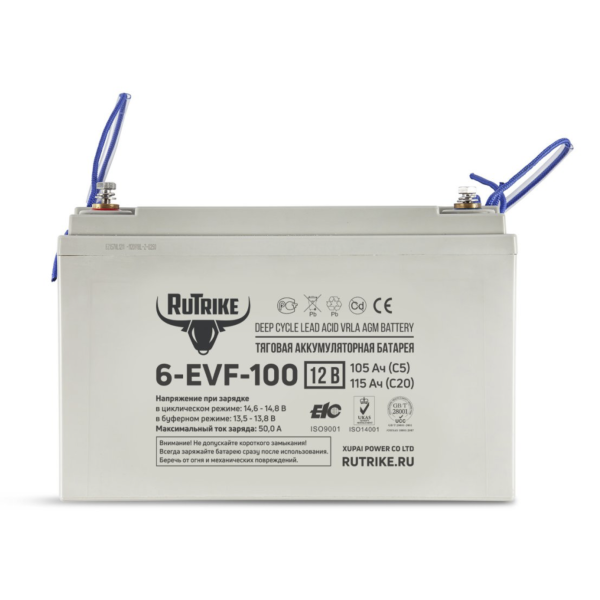 Аккумулятор тяговый Rutrike 6-EVF-100 (12V105A/H C3) Аккумулятор тяговый Rutrike 6-EVF-100 (12V105A/H C3)
