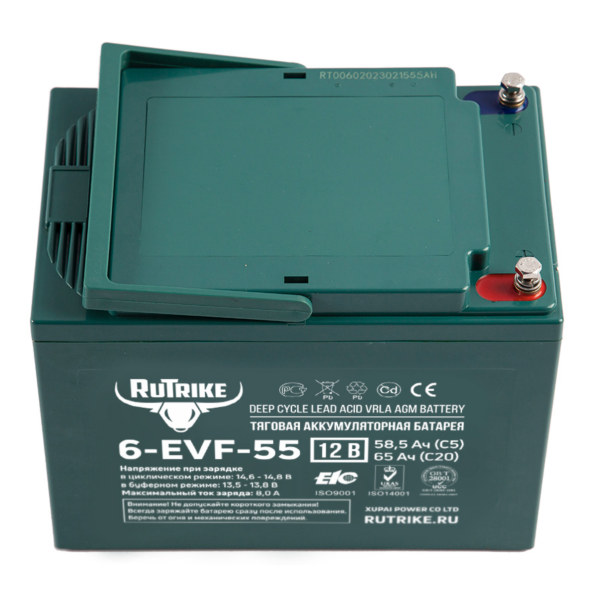 Аккумулятор тяговый Rutrike 6-EVF-55 (12V55A/H C3) Аккумулятор тяговый Rutrike 6-EVF-55 (12V55A/H C3)