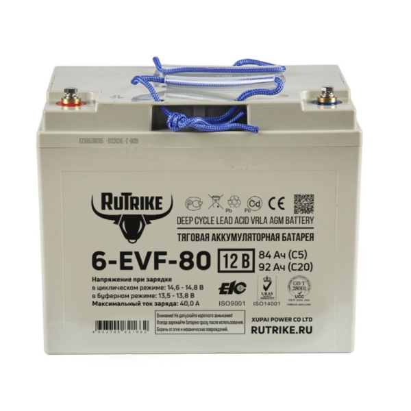 Аккумулятор тяговый Rutrike 6-EVF-80 (12V80A/H C3)
