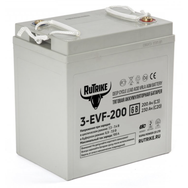 Аккумулятор тяговый Rutrike 3-EVF-200 (6V200A/H C3)