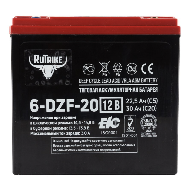 Аккумулятор тяговый Rutrike 6-DZF-20 (12V21A/H C3) Аккумулятор тяговый Rutrike 6-DZF-20 (12V21A/H C3)
