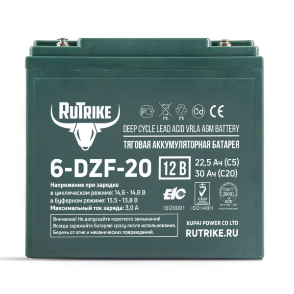 Аккумулятор тяговый Rutrike 6-DZF-20 (12V21A/H C3) Аккумулятор тяговый Rutrike 6-DZF-20 (12V21A/H C3)