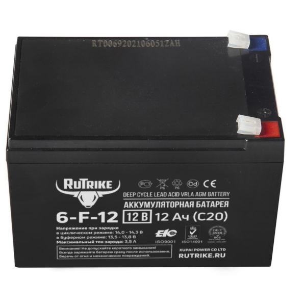 Аккумуляторная батарея Rutrike 6-F-12 (12V12A/H C20) Аккумуляторная батарея Rutrike 6-F-12 (12V12A/H C20)