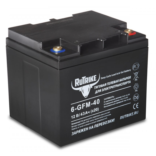 Аккумуляторная батарея Rutrike 6-GFM-40 (12V43A/H C20)