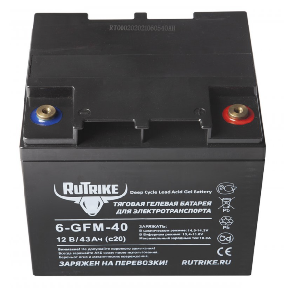 Аккумуляторная батарея Rutrike 6-GFM-40 (12V43A/H C20)