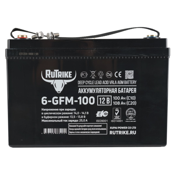 Аккумуляторная батарея Rutrike 6-GFM-100 (12V108A/H C20) Аккумуляторная батарея Rutrike 6-GFM-100 (12V108A/H C20)