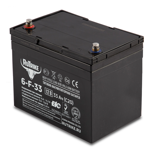 Аккумуляторная батарея Rutrike 6-F-33 (12V33A/H C20)