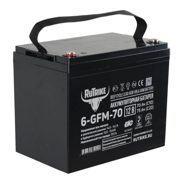 Аккумуляторная батарея Rutrike 6-GFM-70 (12V75A/H C20)