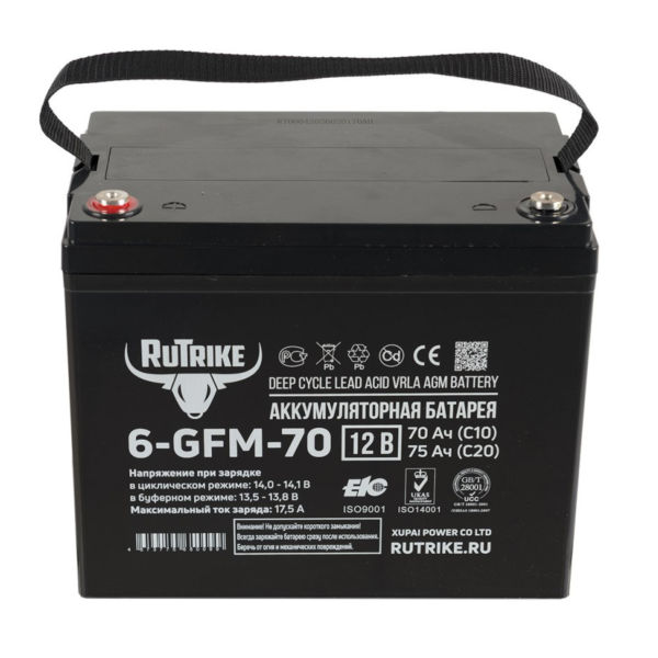 Аккумуляторная батарея Rutrike 6-GFM-70 (12V75A/H C20)