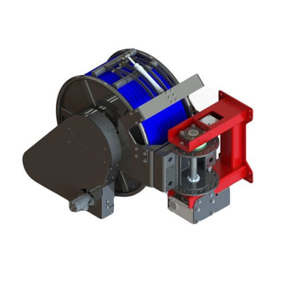 Барабан для рукава 110 метров 1" углеродистая сталь, гидр.привод, открытие вправо
