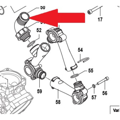 Фитинг 1"1/2 угловой 90°; выход ёлочка 40 мм. насоса BP