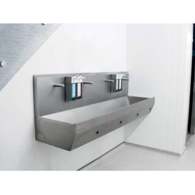 Раковина EWG-5К настенная на 5 постов с механическим включением, нерж. сталь, общая чаща