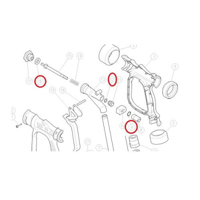 Ремкомплект уплотнений курка RB 65 3x1 