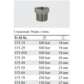 Переходник штуцер 3/4"; гайка 3/8" (нерж); 250 бар