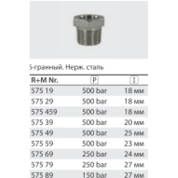Переходник штуцер 3/4"; гайка 3/8" (нерж); 250 бар