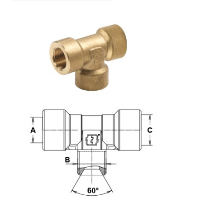 Тройник гайка 3/8"; гайка 3/8"; гайка 3/8"