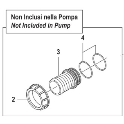 Фитинг 2"2/1; ёлочка 60 мм. с гайкой и кольцами насоса C610