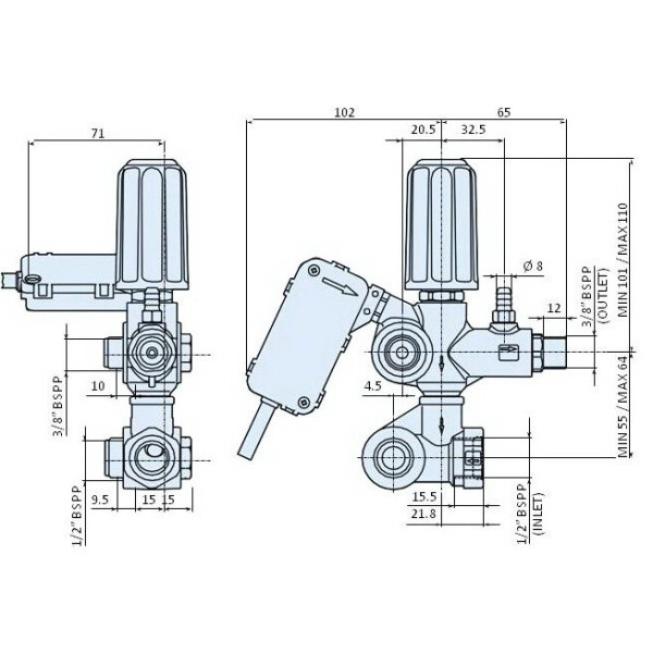 Регулятор давления VRZ-RC +TSS L.90 SI для настенных аппаратов MLC-C