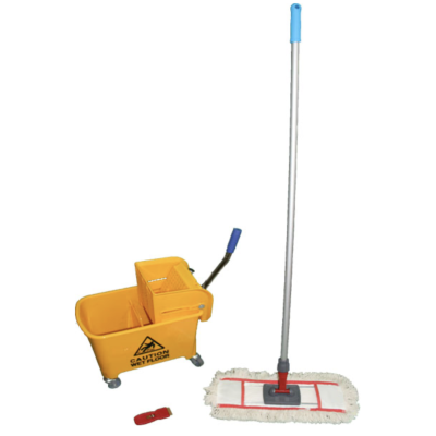 Комплект для влажной уборки (ведро + швабра с хлопковым мопом 140*40 + скребок пластиковый) K001