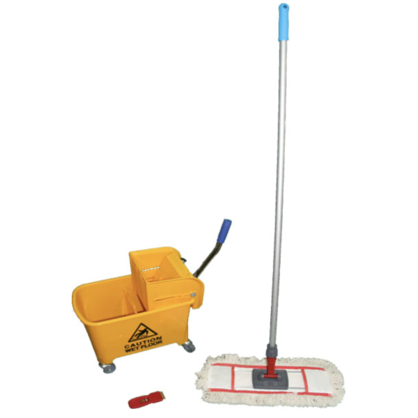 Комплект для влажной уборки (ведро + швабра с хлопковым мопом 140*40 + скребок пластиковый) K001