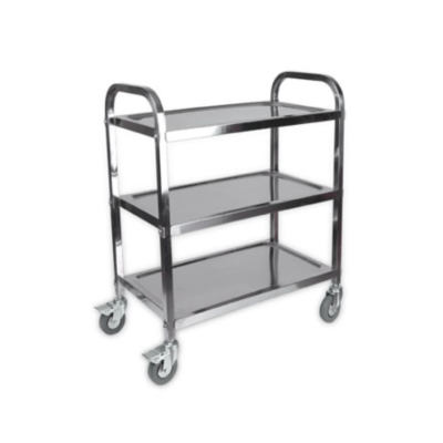 Тележка нержавеющая сервиcная малая на колесах с тремя полками 96.5x50x89.5см NewMade H0453