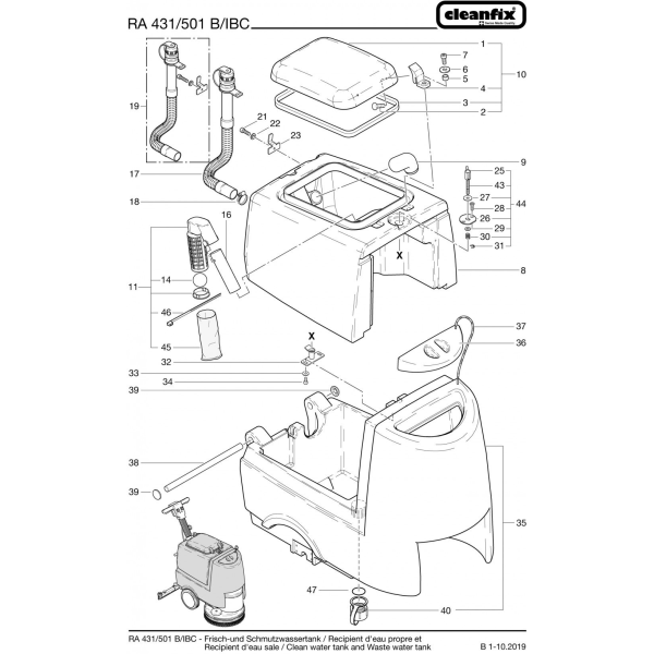 Бак для грязной воды для поломоечной машины Cleanfix RA 431