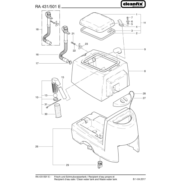 Крышка в сборе для RA 431, 501