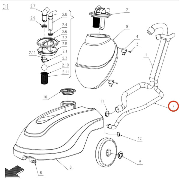 KEDI Всасывающий шланг 350B-P25