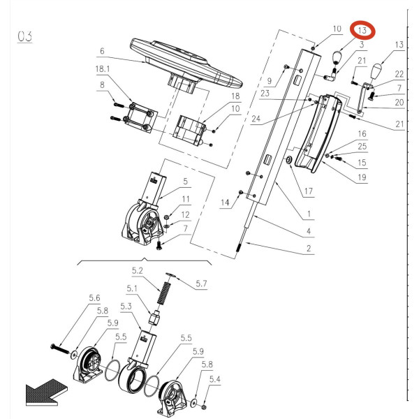 KEDI Наконечник ручки подъема сквиджа 530B-P34 KEDI Наконечник ручки подъема сквиджа 530B-P34