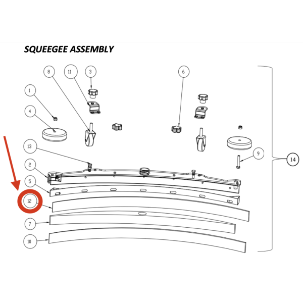 Задняя водосборная резинка 51*895 мм для VinnerMyer S460 / S530