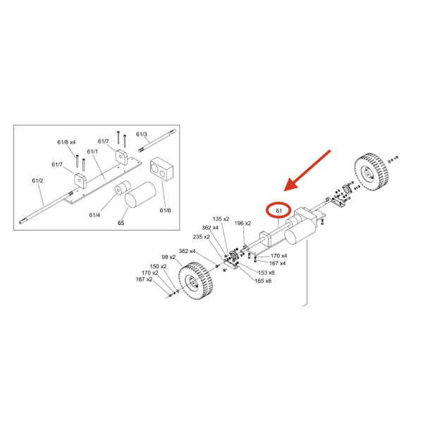 Мотор привода хода в сборе 24V MRP4 Lavor Pro SWL R 1000 ET Мотор привода хода в сборе 24V MRP4 Lavor Pro SWL R 1000 ET