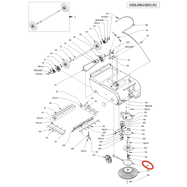 Ремень привода боковой щетки D.6x990 Lavor Pro SWL 700 ET Ремень привода боковой щетки D.6x990 Lavor Pro SWL 700 ET