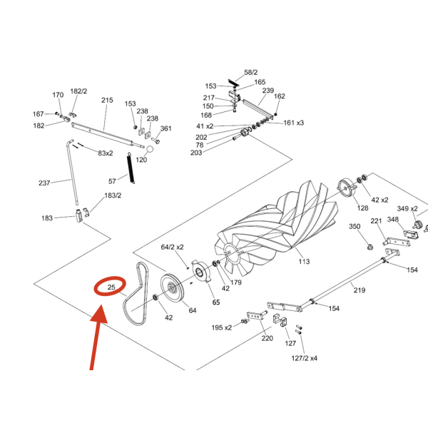 Ремень привода центральной щетки Lavor Pro SWL R 1000 ET Ремень привода центральной щетки Lavor Pro SWL R 1000 ET