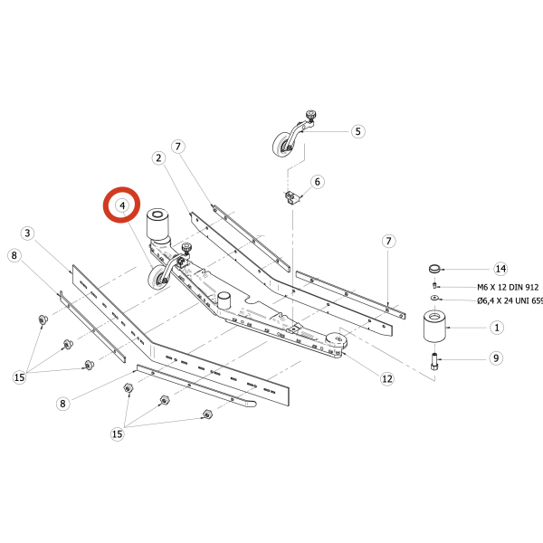 Опорное колесо балки Lavor Pro Comfort XS 75/85 Essential