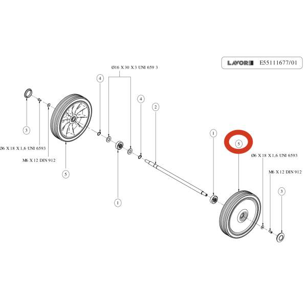 Ходовое колесо D.250 L.50 Lavor Pro Speed 45E/B