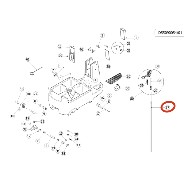 Трос поднятия щетки Lavor Pro Comfort XS 75/85 Essential