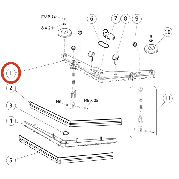 Тело сквиджа (верхняя часть) Lavor Pro Free Evo 50B/E, SCL Easy R 66 BT, Speed 45B