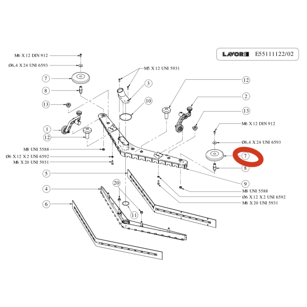 LAVOR Защитное колесо щетки DYNAMIC 45B, 45E/ FREE EVO 50B/E, SCL Easy R 66 BT, S-R 90