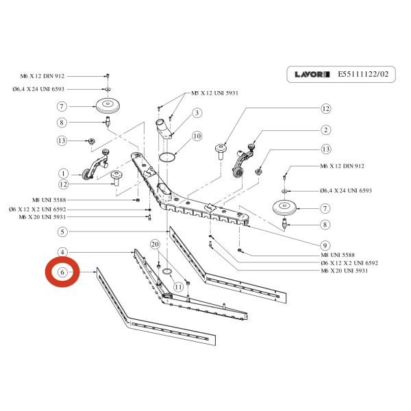 Задний скребок L.870 TH.4 Lavor Pro Speed 45E/ Free Evo 45B