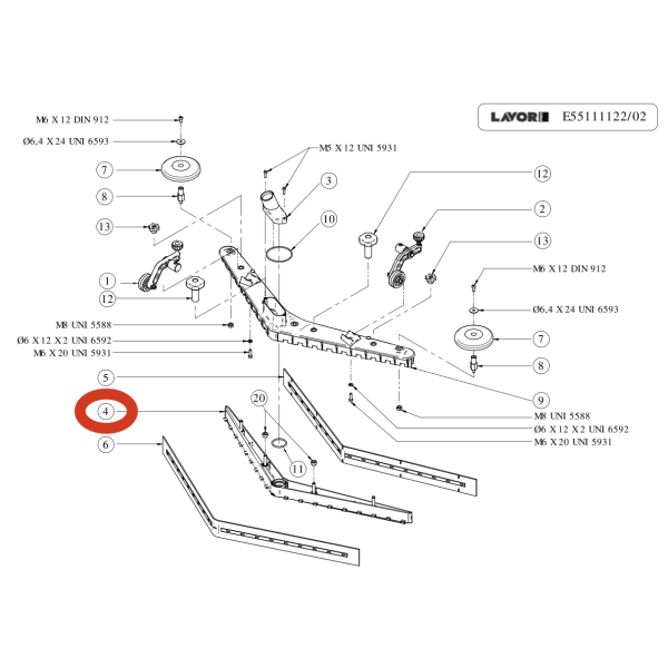 Тело сквиджа (нижняя часть) Lavor Pro Free Evo 50B/E; Speed 45E/B