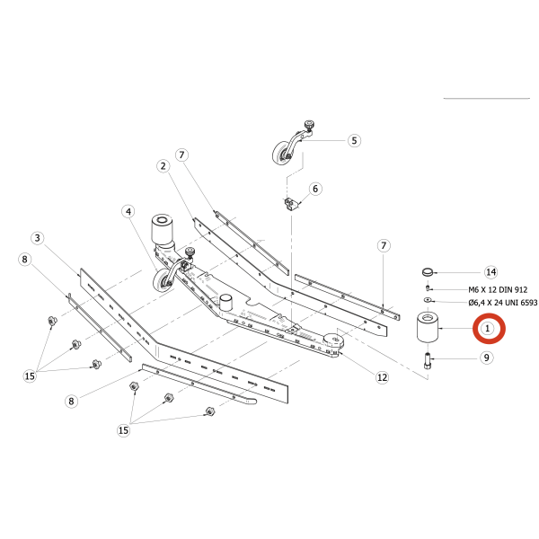 Отбойный ролик балки Lavor Pro Comfort XS 75/85 Essential/ S-R 90/ SCL MIDI-R 75BT