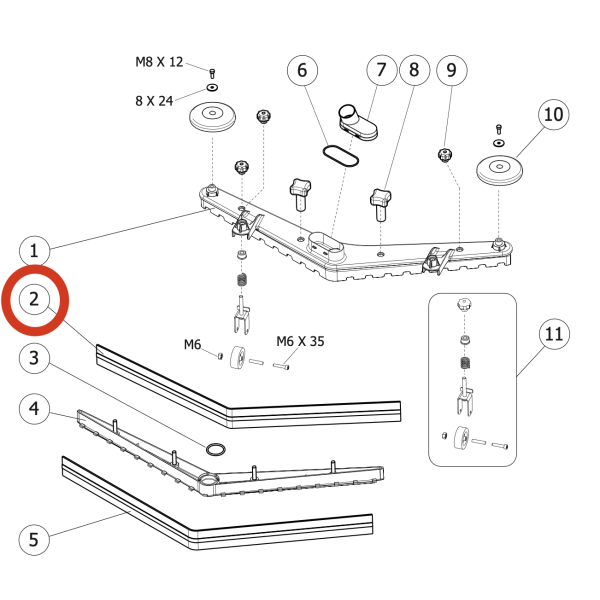 Передний скребок 830x2.5 Lavor Pro SCL Easy R 50 BT/ 66 BT, Speed 45B Передний скребок 830x2.5 Lavor Pro SCL Easy R 50 BT/ 66 BT, Speed 45B